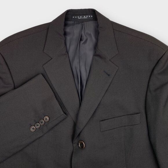 Hugo Boss Blazer Mens 40R 39R BrownTextured Wool Sport Jacket Ventless - Picture 5 of 15
